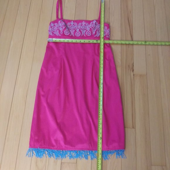 Mica pink dress beads beaded fringe  Made in the USA barbiecore - Picture 10 of 15